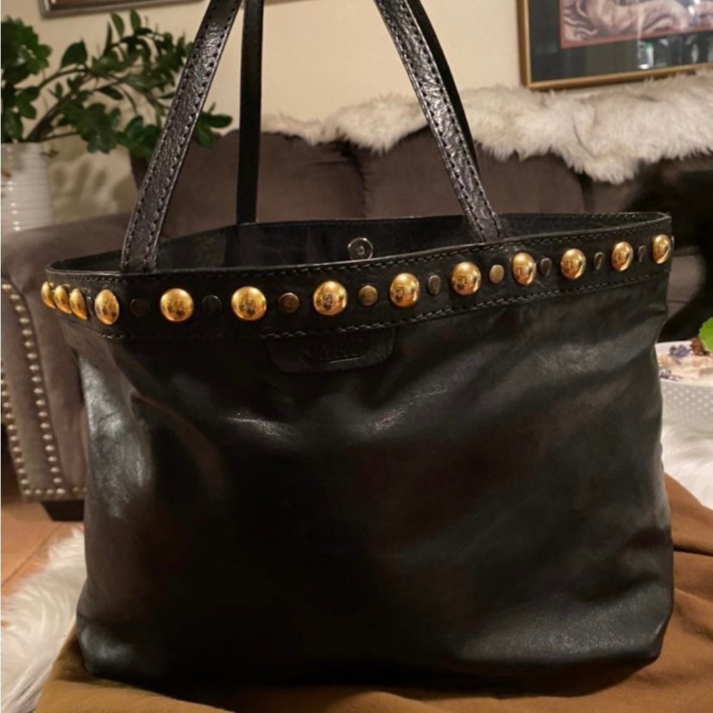 Authentic black leather Gucci Tote
